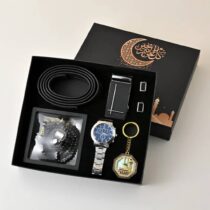 Détails du coffret:

Ceinture

Montre

Bouton manchette

Chapelet de prière

Porte clé