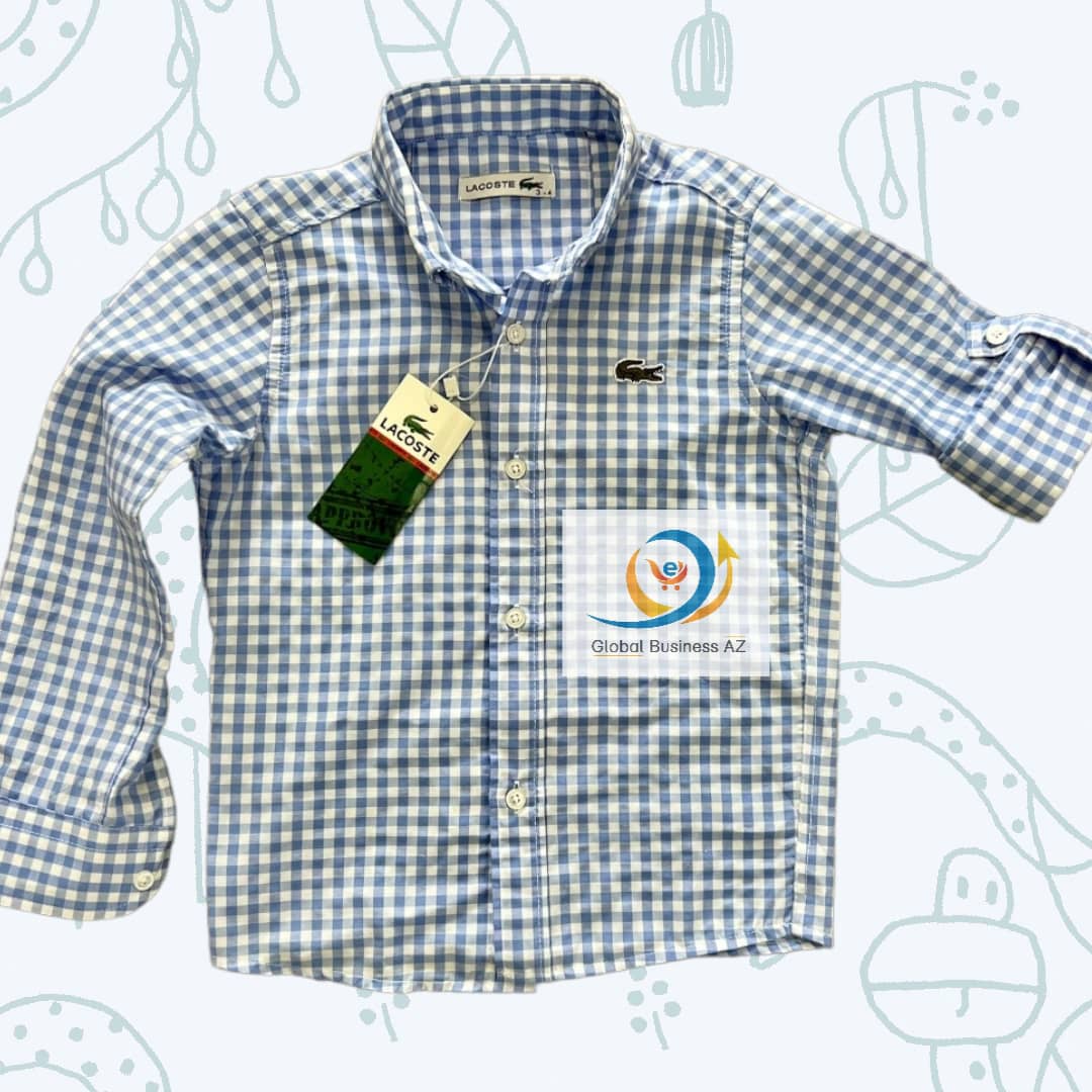 Chemise Lacoste à carreau Bleu Clair 3-12 ans GBAZ-C004-22