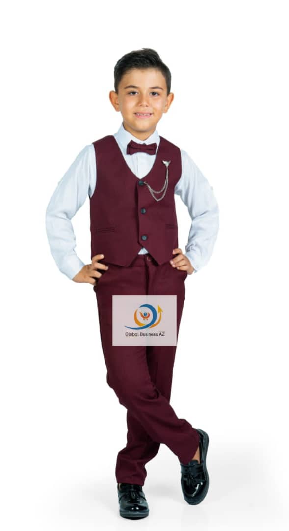 Ensemble Blazer Garçon 4 pièces Rouge Bordeau GBAZ-B002-23