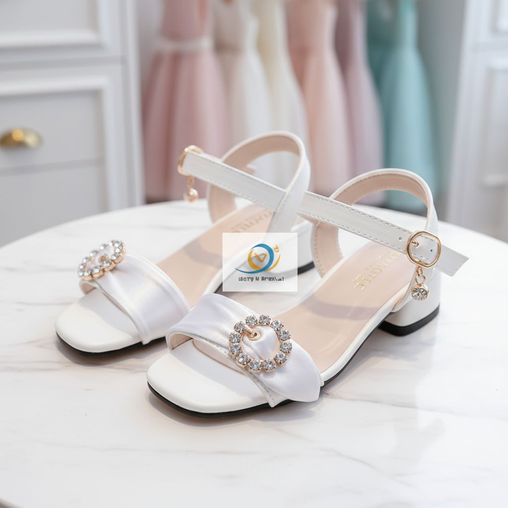 Chaussures fille blanches à petit talon, élégantes cérémonie, pointure 30-32-36