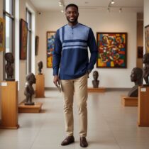 Chemise homme coton bleu marine col mao XL, élégante avec motif pagne tissé, idéale pour un look habillé ou événement formel, coupe droite confortable. ❀ Taille XL, coupe droite, manches longues ❀ Couleur bleu marine avec motif à carreaux bleu clair et blanc ❀ Tissu coton doux, confortable et résistant
❀ Couleur : Bleu marine