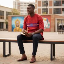 Chemise homme coton rouge col rond élégante, pagne tissé, manches longues, style traditionnel et moderne, idéale pour une allure chic décontractée. ❀ Chemise homme coton rouge brique avec col rond fermé par deux boutons ❀ Couleur : Rouge, bandes violettes et blanches, motif horizontal distinctif ❀ Tissu confortable, robuste, idéal pour un port quotidien
❀ Couleur : Rouge