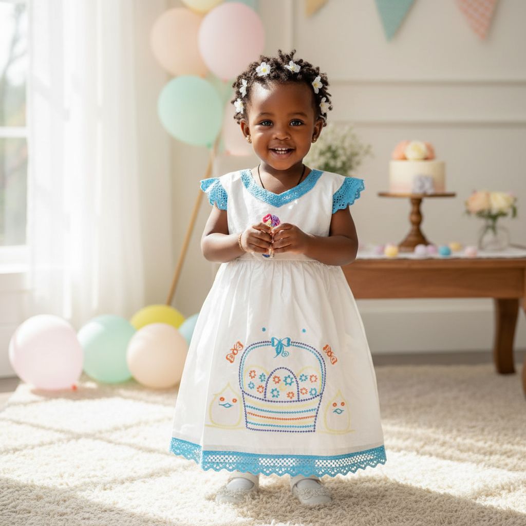 Robe bazin fille blanche brodée, élégante cérémonie, coton confortable 2 ans