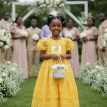 Robe cérémonie fille jaune élégante 5 ans, idéale mariage ou baptême, broderie anglaise, manches bouffantes, look chic et confortable pour enfant. ❀ Taille : adaptée pour fille 5 ans, coupe évasée midi confortable ❀ Couleur : jaune vif lumineux, finition broderie anglaise et dentelle ❀ Idéale pour mariage, baptême, garden-party et occasions spéciales
❀ Couleur : jaune