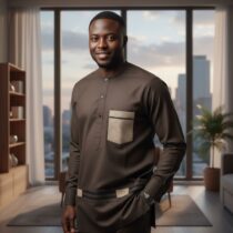 Chemise homme marron foncé XL col rond, pagne tissé, manches longues élégante, idéale pour occasions formelles et style moderne, confortable et raffinée. ❀ Taille : XL, coupe droite, col rond ❀ Couleur : Marron foncé avec motifs géométriques beiges ❀ Tissu coton/polyester doux et respirant
❀ Couleur : Marron foncé