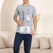 Ensemble pyjama 2 pièces en coton pour enfant, manches courtes, pantalons, vêtements de détente décontractés pour garçon
Vêtements de nuit de luxe à col en rond 

Matière : Coton 
Taille : 13- 16 ans
Élasticité : peu élastique
Douceur : Doux