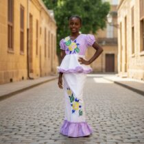 Offrez à votre enfant une allure raffinée et inoubliable pour vos événements spéciaux avec cet ensemble cérémonie fille 9 ans, composé d'une jupe longue et d’un haut floral chic dans des tons mauve clair et blanc éclatant. Pensé spécialement pour les jeunes filles de 9 ans, ce vêtement cérémonie enfant fille associe élégance, confort et détails artisanaux pour sublimer chaque moment important. Ce costume élégant fille violet blanc séduit par son harmonie de couleurs douces et lumineuses, soulignée par de délicates broderies florales réalisées à la main dans des nuances de jaune, vert et bleu marine. Le haut à manches bouffantes, orné de volants légers, apporte une touche de poésie et de modernité, tandis que la jupe longue, elle aussi rehaussée de broderies et de volants raffinés, offre un volume gracieux et une liberté de mouvement idéale pour danser ou défiler lors des cérémonies. Confectionné dans un tissu satiné d’une grande douceur, cet ensemble fille broderies florales garantit à la fois élégance et confort pour votre enfant tout au long de la journée. Son style unique mélange tradition et modernité, ce qui en fait la tenue traditionnelle fille mariage parfaite, mais aussi un habit festif fille 9 ans adapté à toutes les célébrations : mariages, fêtes religieuses, anniversaires ou événements culturels. En choisissant cette robe mauve clair enfant avec jupe et haut floral fille, vous privilégiez un vêtement artisanal fille cérémonie qui met en valeur la personnalité de votre enfant, tout en respectant les codes de l’élégance et de la tradition. Pratique à enfiler et agréable à porter, cet ensemble cérémonie fille 9 ans permet à votre fille de vivre une expérience unique et mémorable lors de chaque occasion. Faites le choix de l’originalité et du raffinement pour les moments précieux de votre enfant. Découvrez dès maintenant ce vêtement de cérémonie exceptionnel et offrez-lui le plaisir de briller lors de ses plus beaux événements.