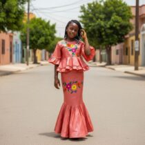Ensemble cérémonie fille 9 ans orange foncé, jupe longue et haut floral chic, idéal pour mariage ou événement spécial, tissu satiné élégant et brodé. ❀ Taille : 9 ans, ensemble composé d’une jupe longue et d’un haut à manches évasées ❀ Couleur : orange foncé avec broderies florales multicolores ❀ Tissu satiné soyeux, confortable et raffiné
❀ Couleur : Orange foncé
