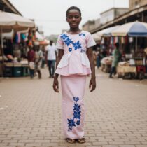 Ensemble bazin riche fille 10 ans rose clair et blanc, haut brodé et jupe longue, parfait pour cérémonie, mariage ou fête africaine élégante. ❀ Taille idéale pour fille 10 ans, ensemble haut à manches courtes et jupe longue ❀ Couleur : rose bonbon blanc avec broderies florales bleu roi ❀ Tissu satiné, coupe élégante, broderie soignée pour occasions spéciales
❀ Couleur : Rose bonbon blanc